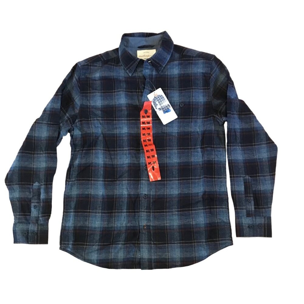 Weatherproof Flannel Shirt Mens Plaid Med Cotton Blue Button Hunting Work New